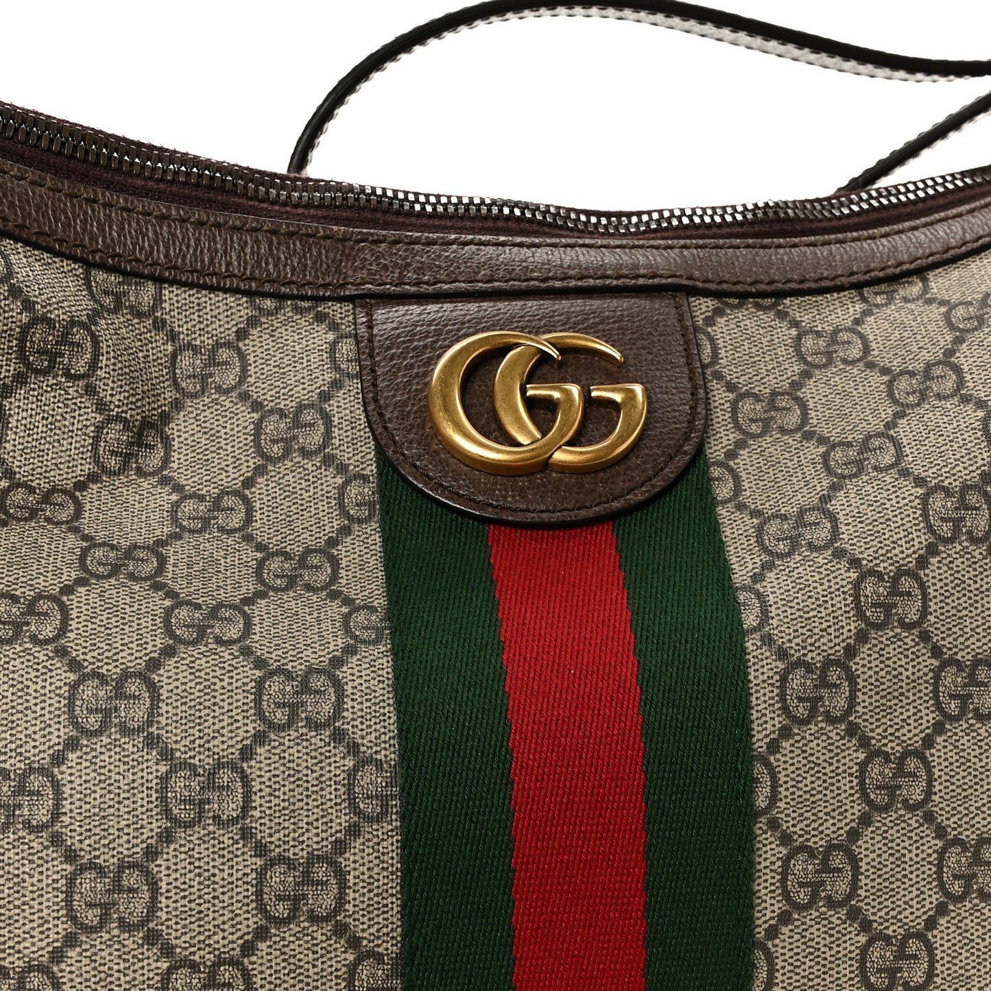 GG Supreme Monogram Web Small Ophidia Half Moon Hobo Brown
