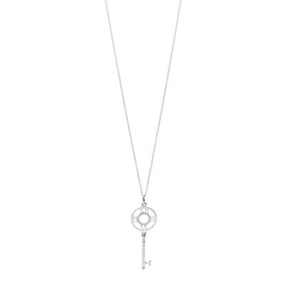 Tiffany 18K White Gold Diamond Atlas Key Pendant Necklace 1 of 7