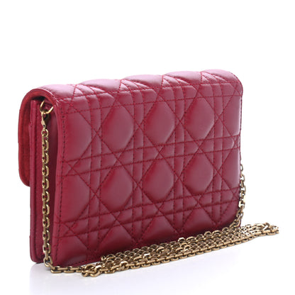 Christian Dior Lambskin Cannage Dioraddict Wallet on Chain Clutch Fuchsia 2 of 4
