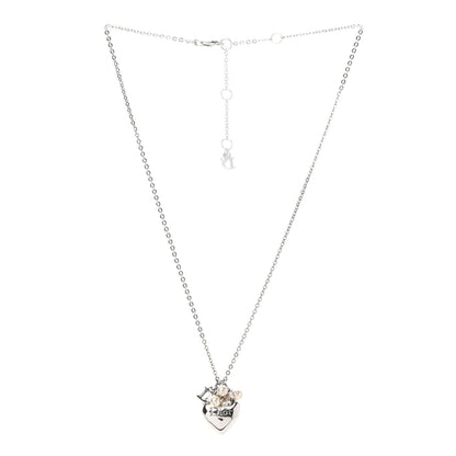 Christian Dior Pearl Logo Heart Necklace Silver 3 of 6