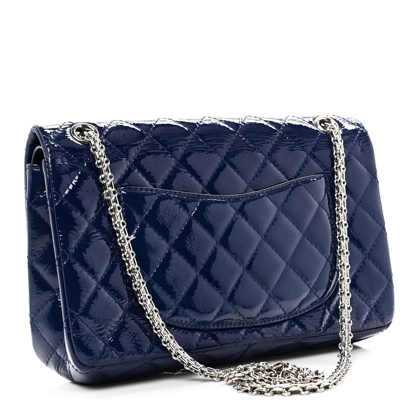 Distressed Patent Quilted 2.55 Reissue 226 Flap Blue