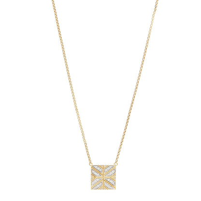 John Hardy 18K Yellow Gold Diamond Modern Chain Square Pendant Necklace 1 of 5