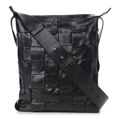 Bottega Veneta Paper Calfskin Maxi Intrecciato Cassette Messenger Black 2 of 10