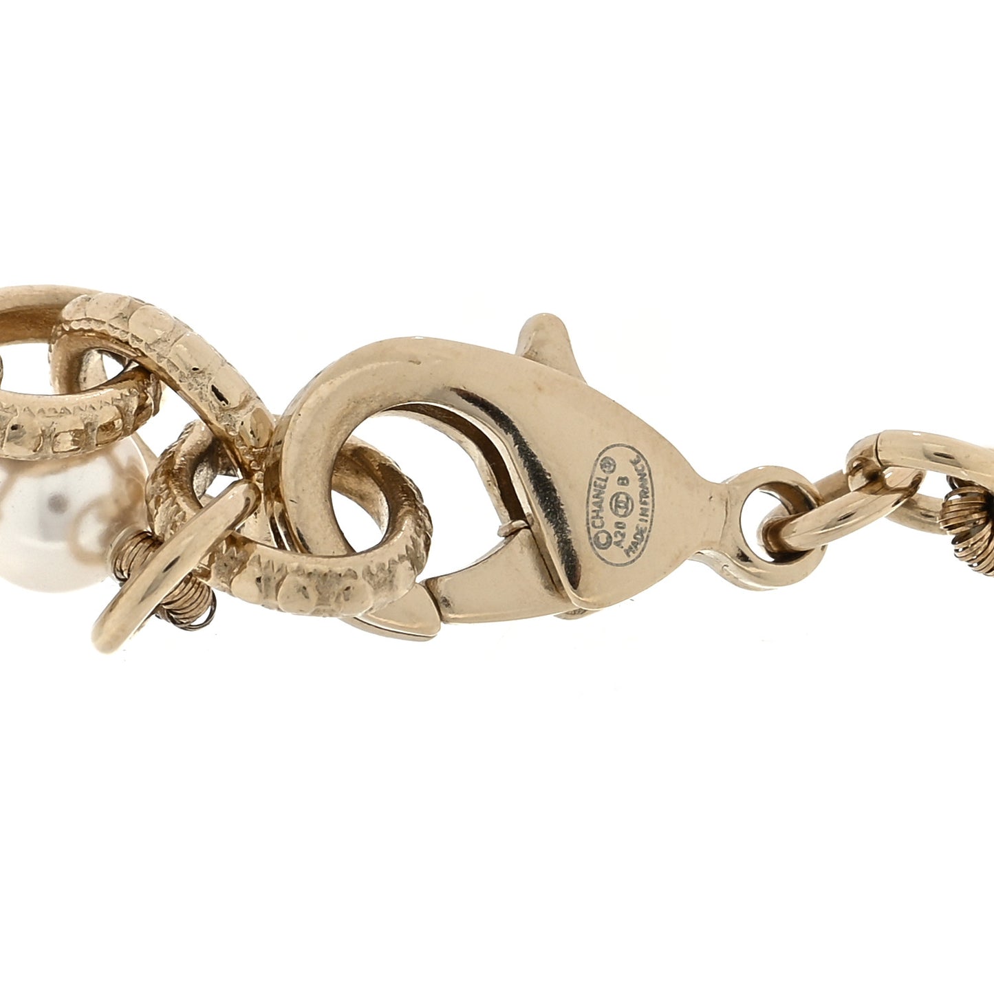 Pearl Crystal CC Bracelet Gold