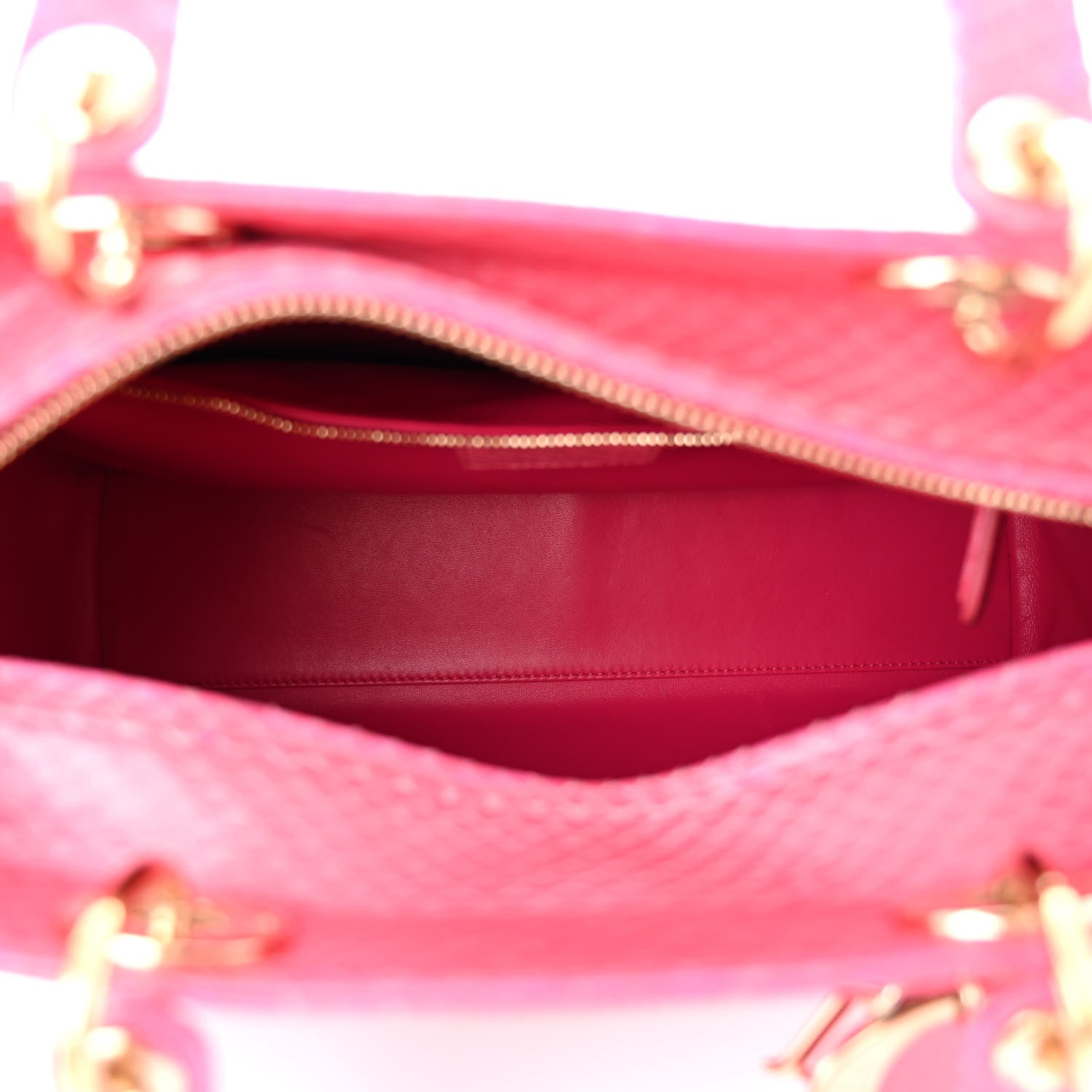 Christian Dior Snakeskin Large Lady Dior Pink 5 of 16