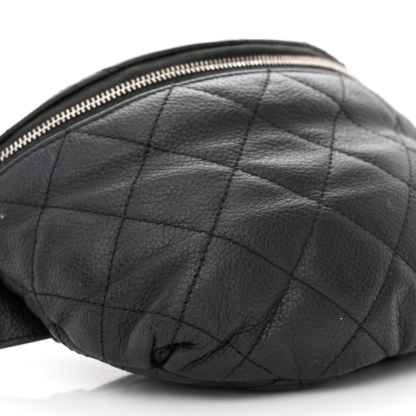 Grained Calfskin Quilted Waist Belt Bag Black