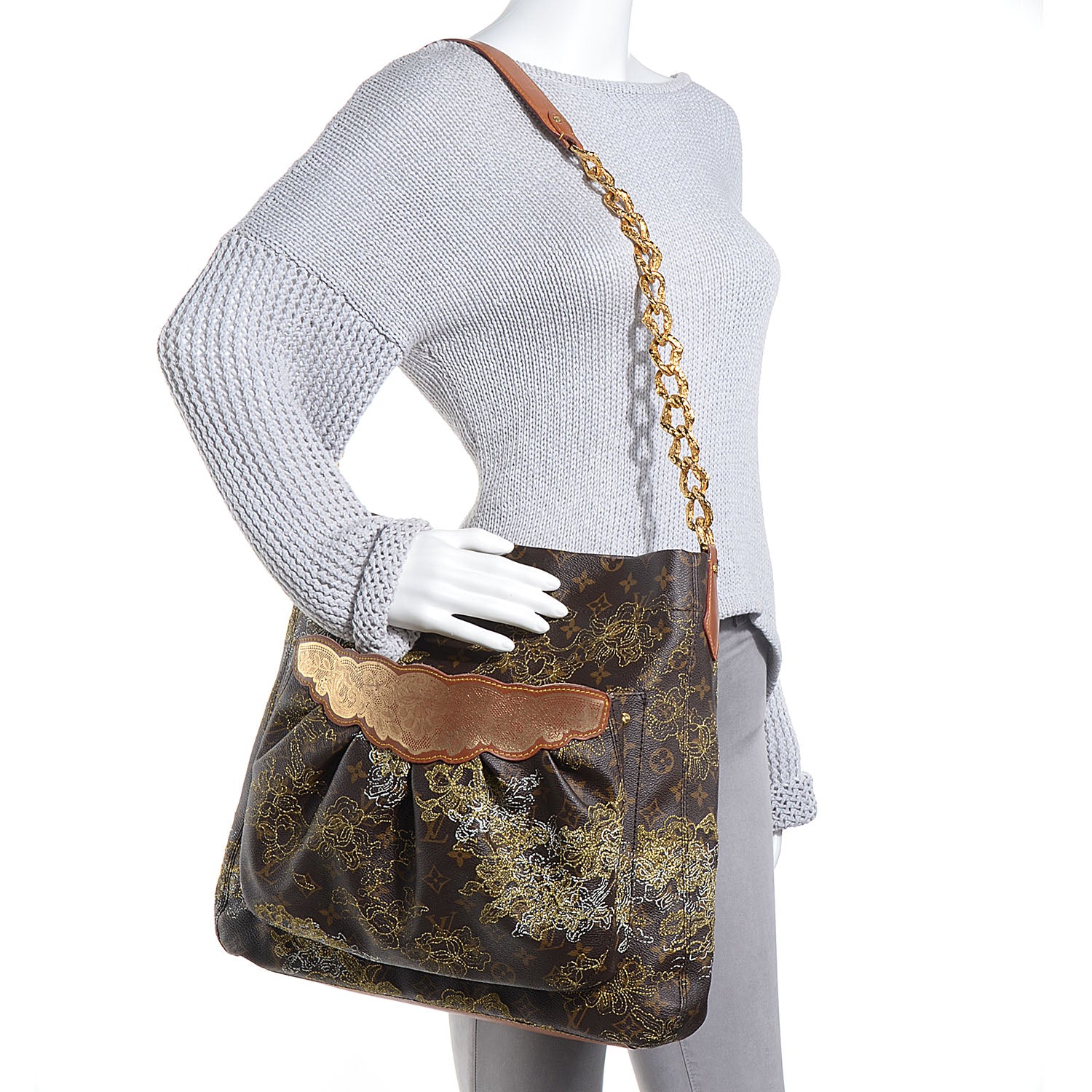 Louis Vuitton Monogram Dentelle Fersen Gold 2 of 7