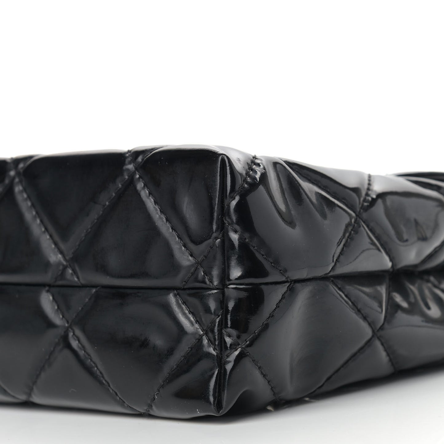 Vinyl Quilted In the Business Flap Bag Black