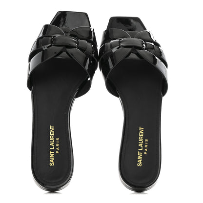 Saint Laurent Vitello Vernice Nu Pied 05 Sandal 39.5 Black 2 of 10