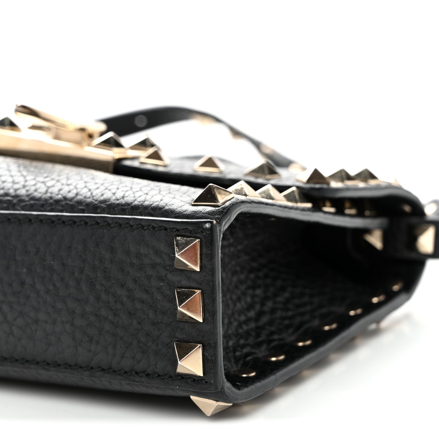Valentino Garavani Pebbled Calfskin Rockstud Flip Lock Crossbody Bag Black 9 of 9