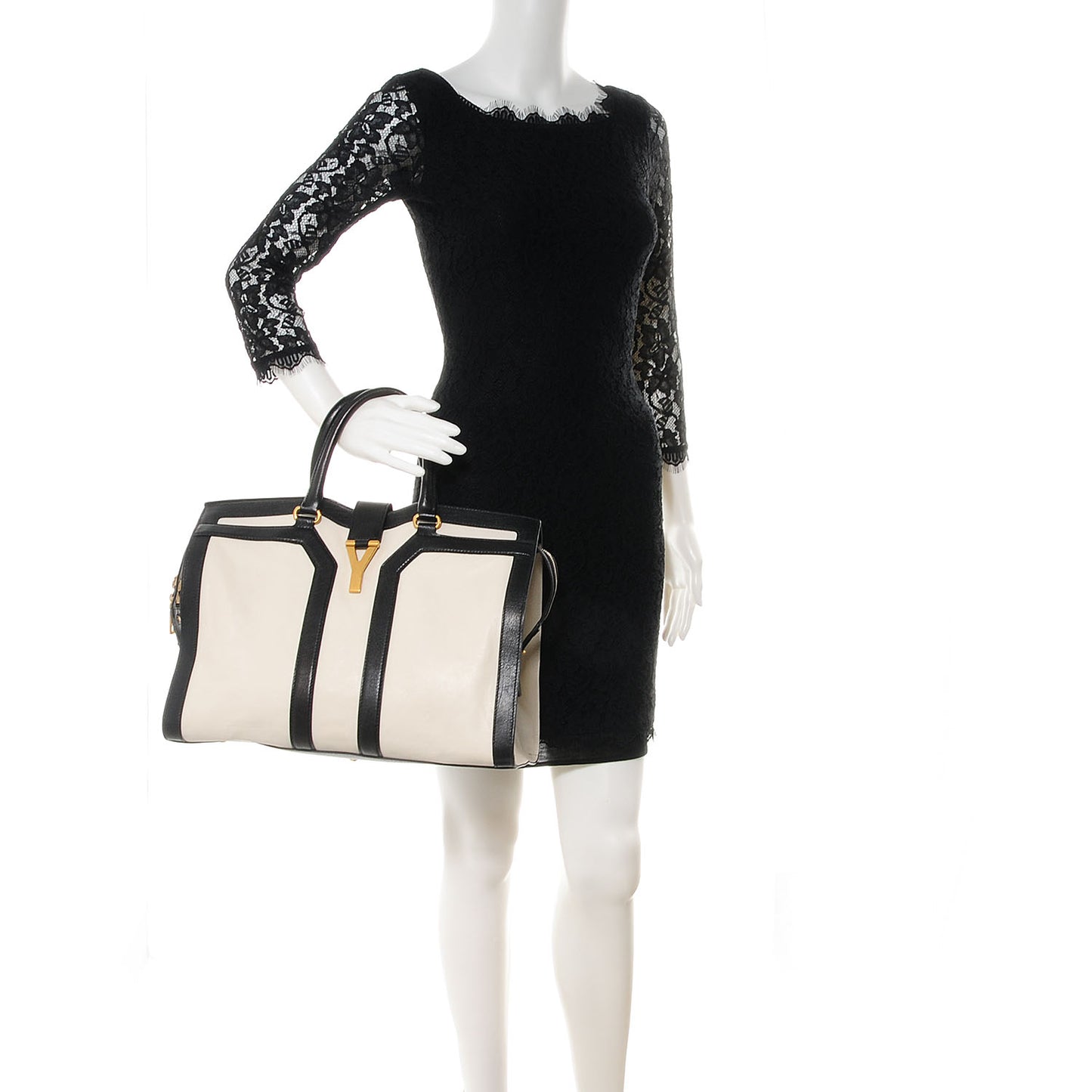 Leather Large Cabas ChYc Bone Black