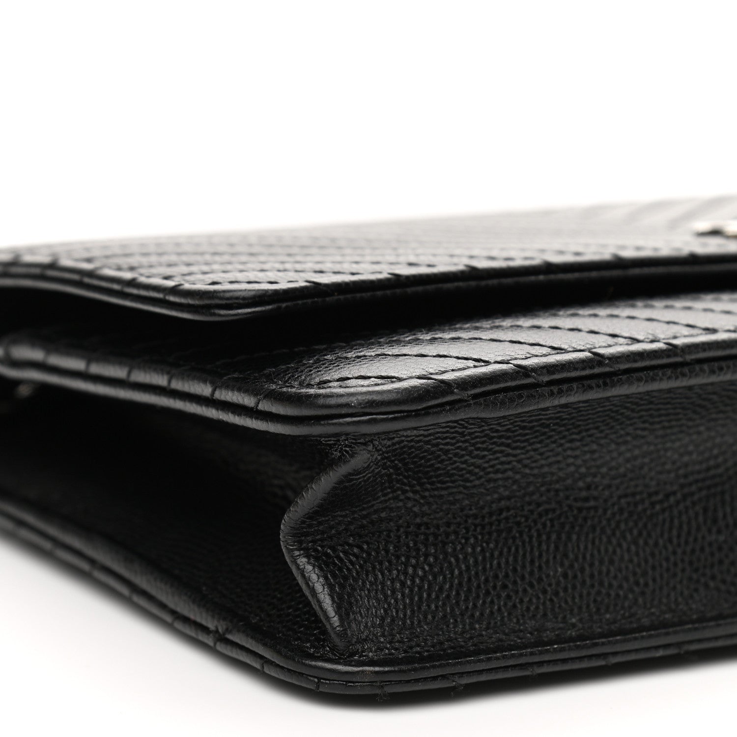 Chanel Caviar Chevron Quilted Wallet On Chain WOC Black 10 of 13