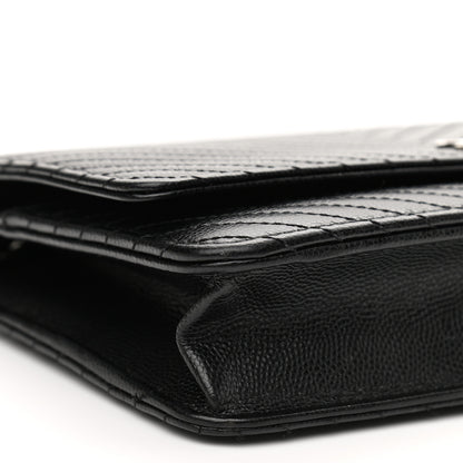 Chanel Caviar Chevron Quilted Wallet On Chain WOC Black 10 of 13