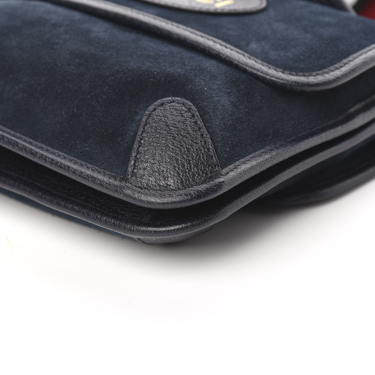Suede Web Small Neo Vintage Double Flap Messenger Bag Blue