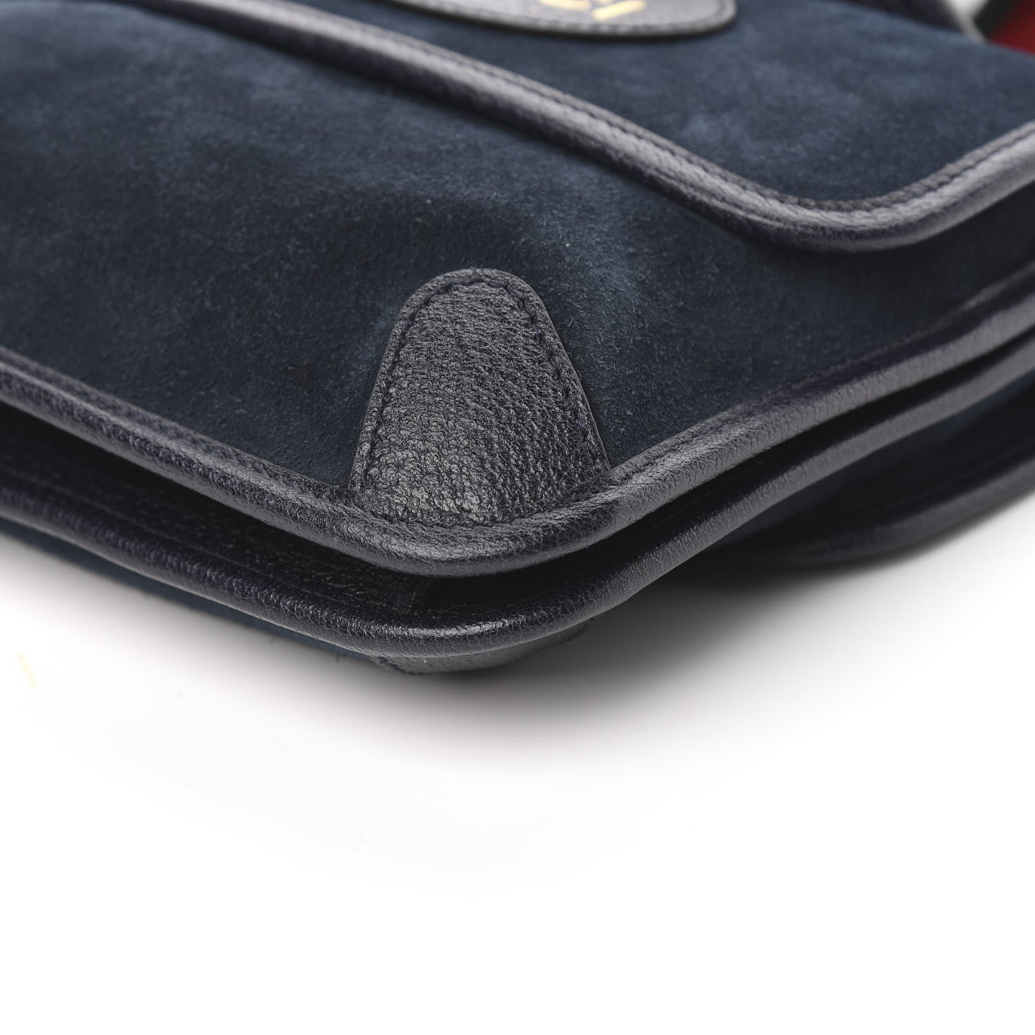 Gucci Suede Web Small Neo Vintage Double Flap Messenger Bag Blue 9 of 10