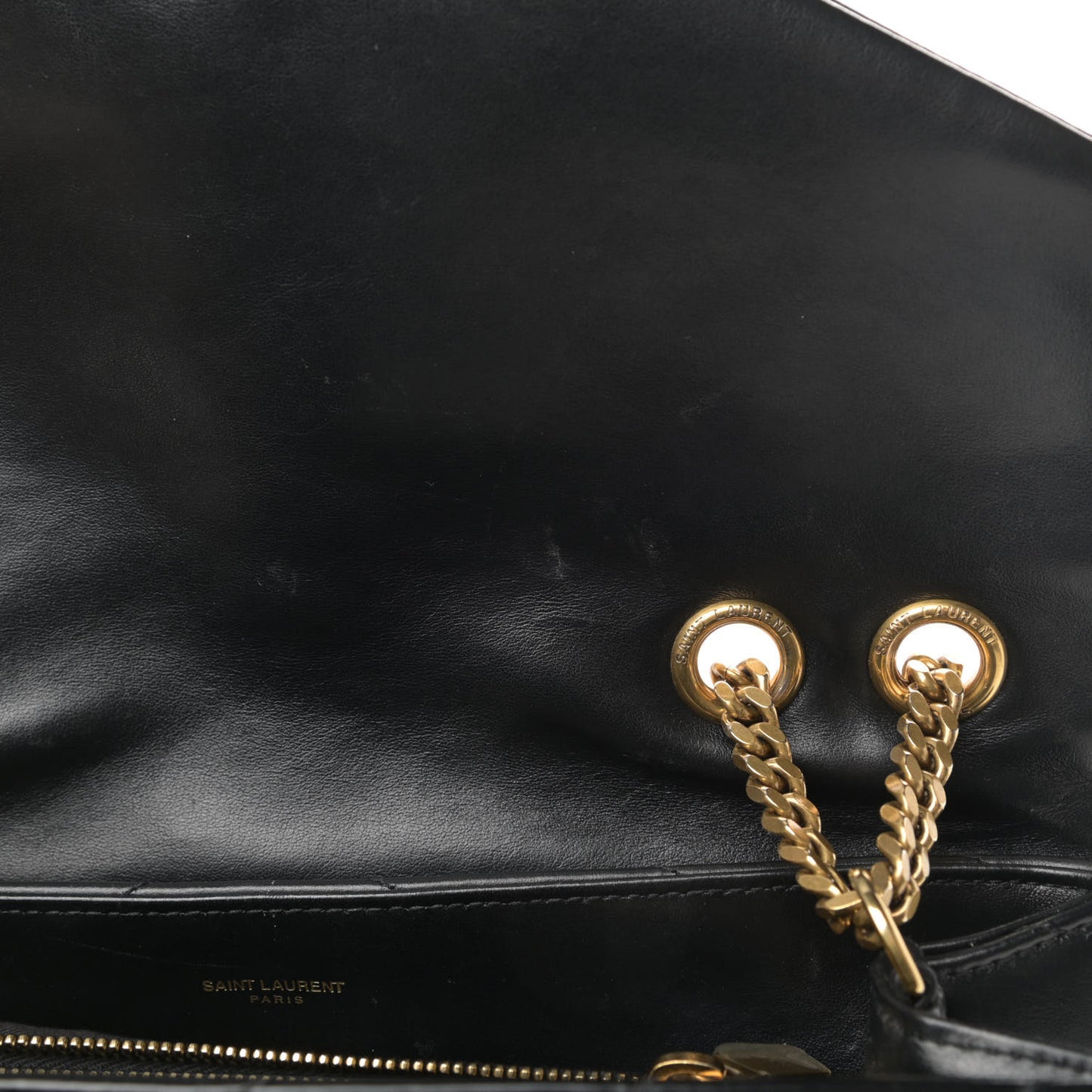 Calfskin Y Quilted Monogram Medium Loulou Chain Satchel Black