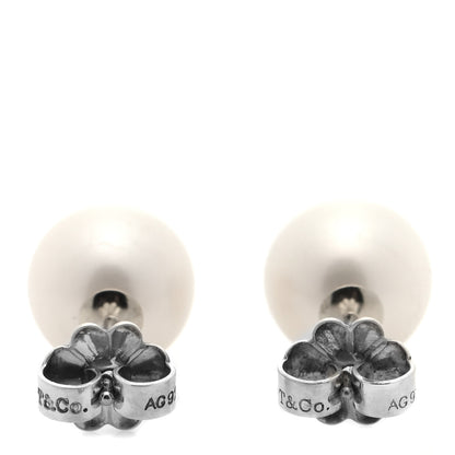 Tiffany Sterling Silver Freshwater Pearl 8-8.5mm Ziegfeld Earrings 3 of 4