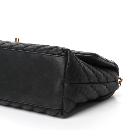 Chanel Iridescent Calfskin Surpique Chevron Large Flap Black 7 of 10