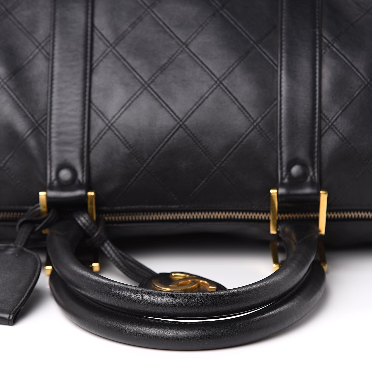 Chanel Calfskin Stitched CC Boston Black 13 of 13