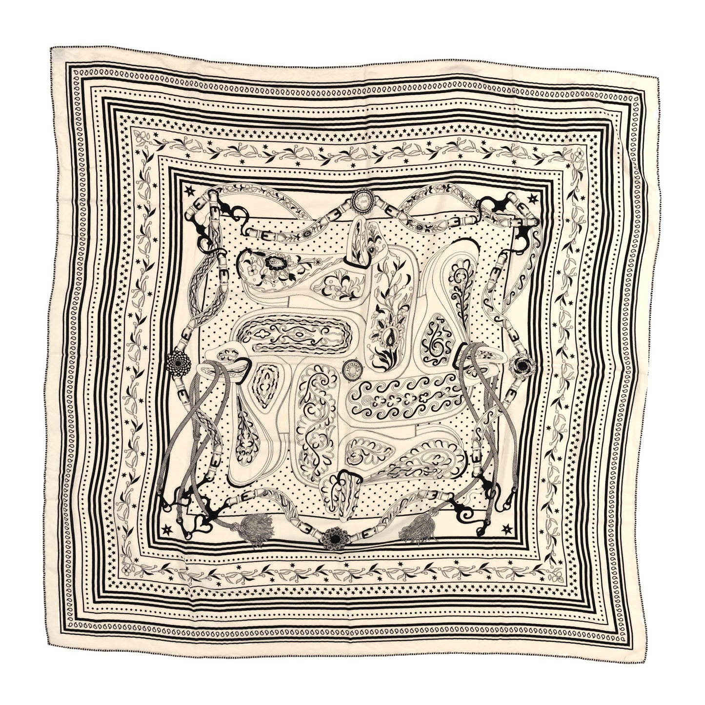 Cashmere Silk Festival Des Amazones Shawl 140 White Black
