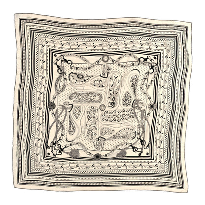 Hermes Cashmere Silk Festival Des Amazones Shawl 140 White Black 1 of 6
