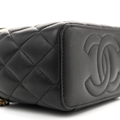 Chanel Lambskin Quilted Metal Small Top Handle Vanity Case With Chain Black 9 of 13