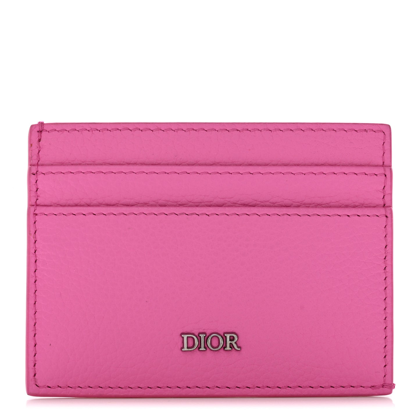 Grained Calfskin Card Holder Fuchsia