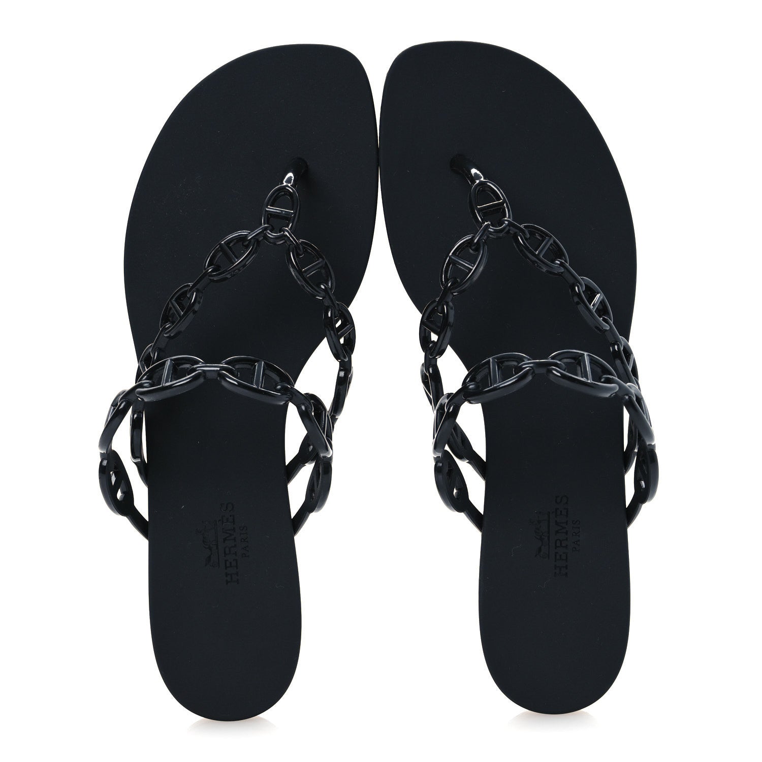 Hermes Rubber Chaine d'Ancre Island Sandals 38 Black 2 of 10