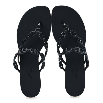 Hermes Rubber Chaine d'Ancre Island Sandals 38 Black 2 of 10