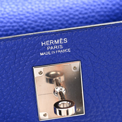 Hermes Taurillon Clemence Kelly Retourne 32 Bleu Electrique 6 of 14