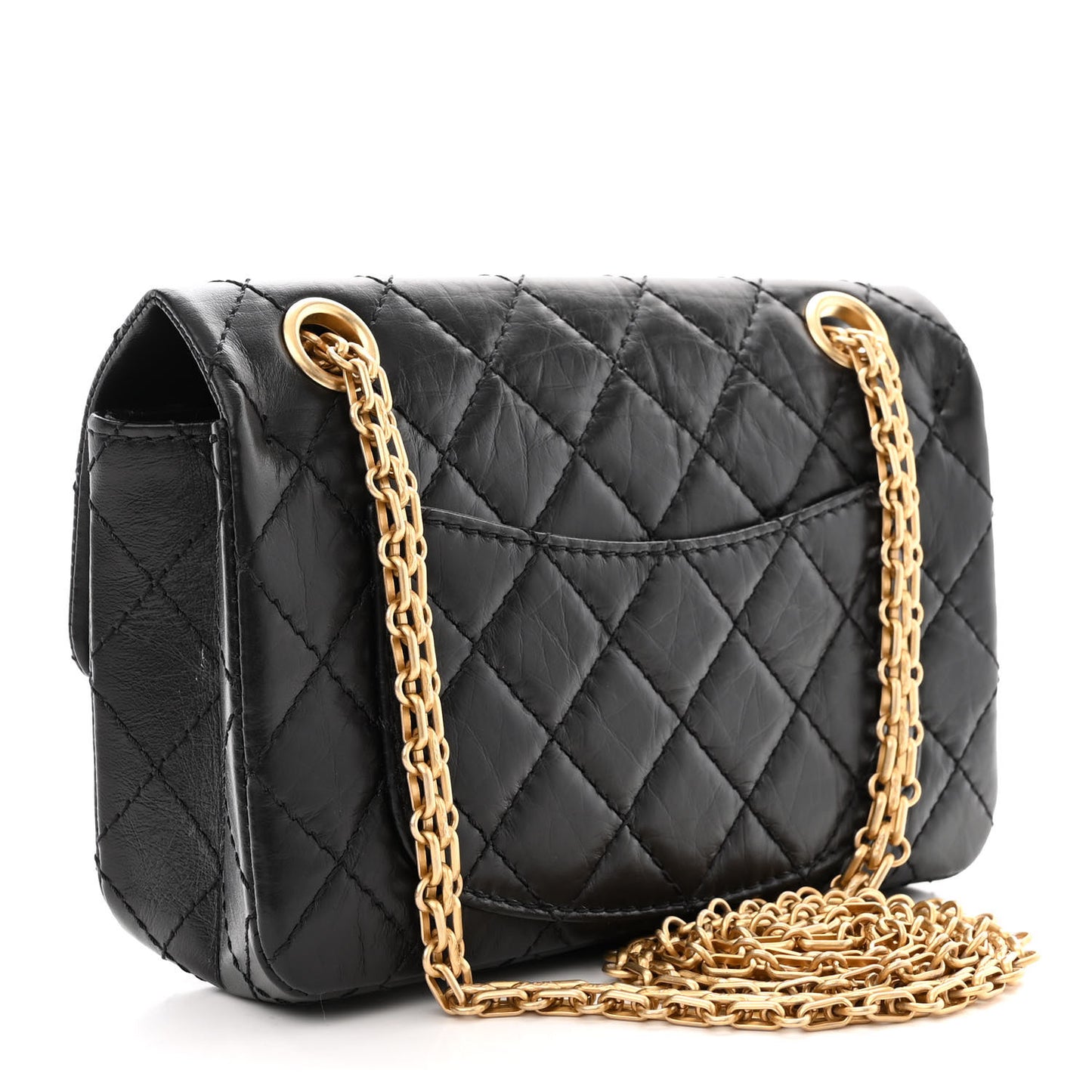 Aged Calfskin Quilted 2.55 Reissue Mini Flap Black