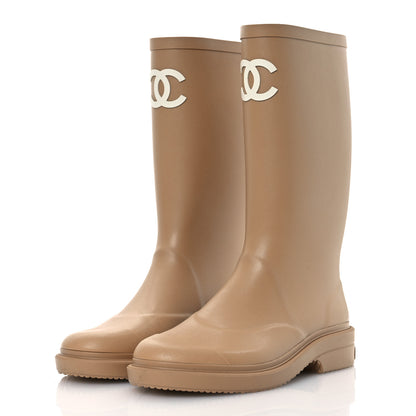 Chanel Caoutchouk CC High Boots 38 Beige 4 of 14
