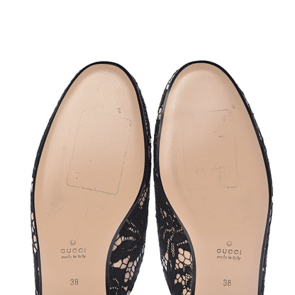 Gucci Lace Malaga Kid Womens Princetown Slippers 36 Black Skin Rose 8 of 10