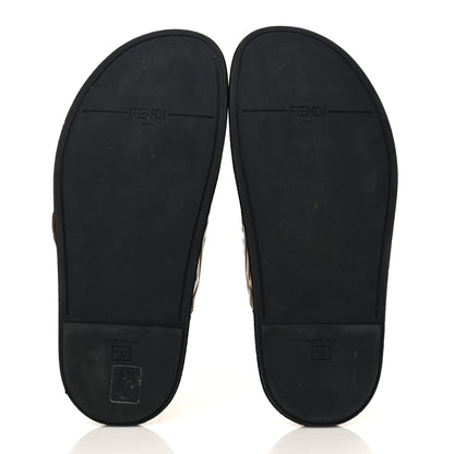 Fendi Calfskin FF Embossed Pearland Slide Sandals 39 Tobacco Moro 5 of 8