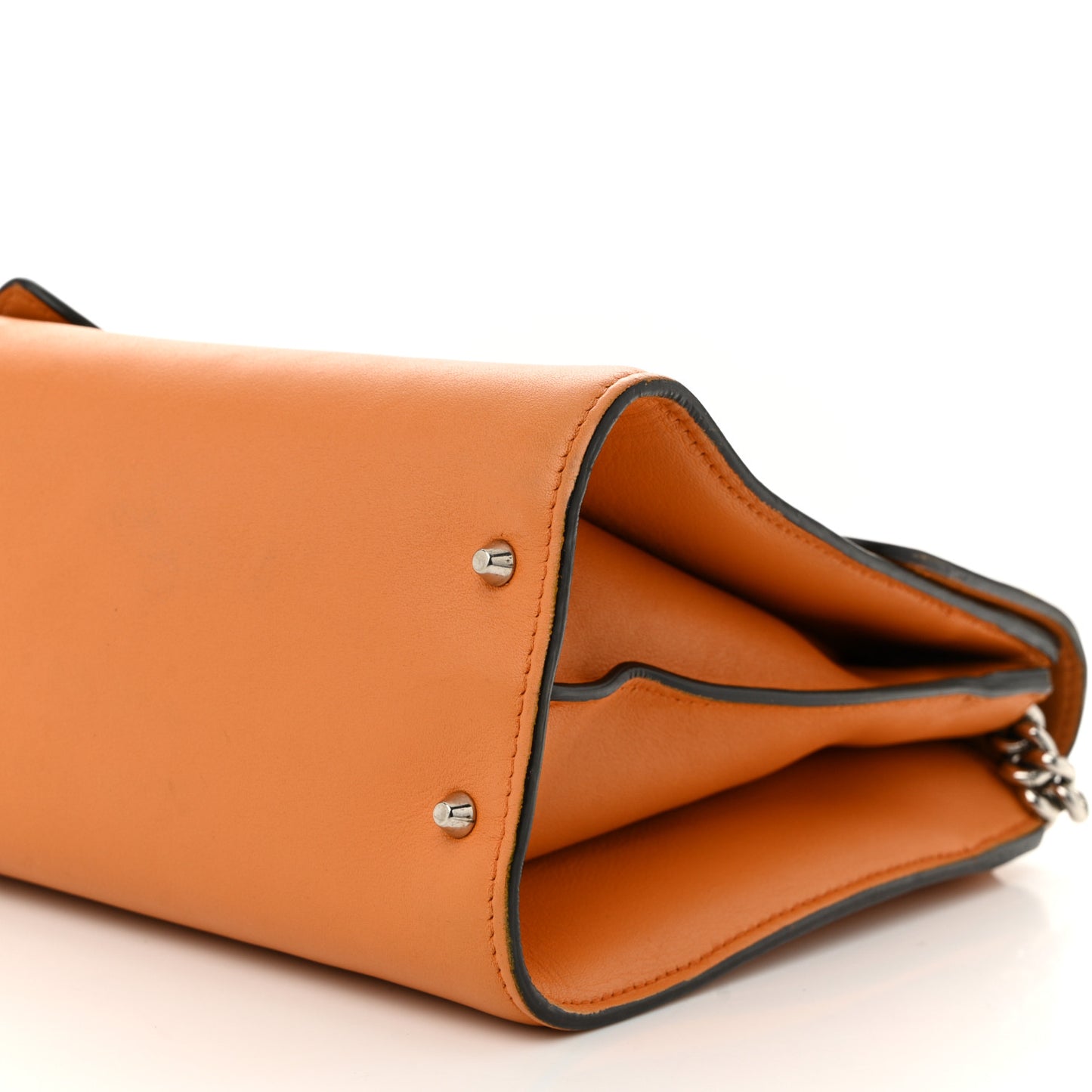 Moon Calfskin Medium Interlocking Shoulder Bag  Curcuma