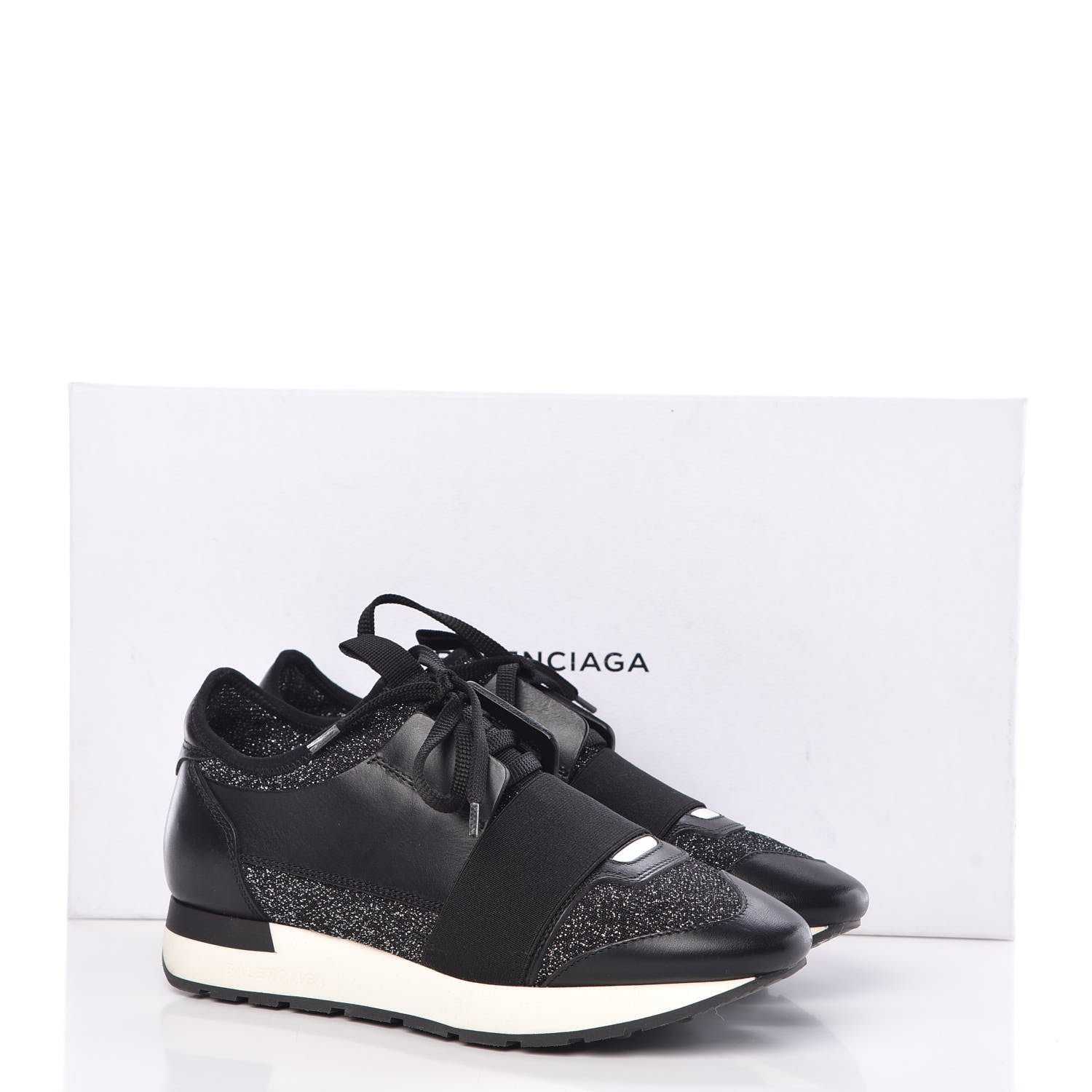 Balenciaga Mesh Lurex Calfskin Womens Race Runner Sneakers 36 Black 8 of 8