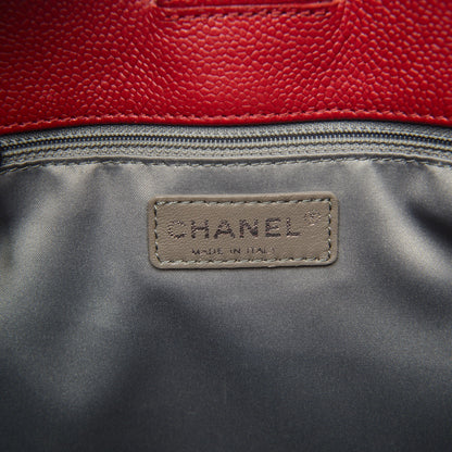 Chanel Caviar Quilted Vertical Grand Shopping Tote GST Red 6 of 7