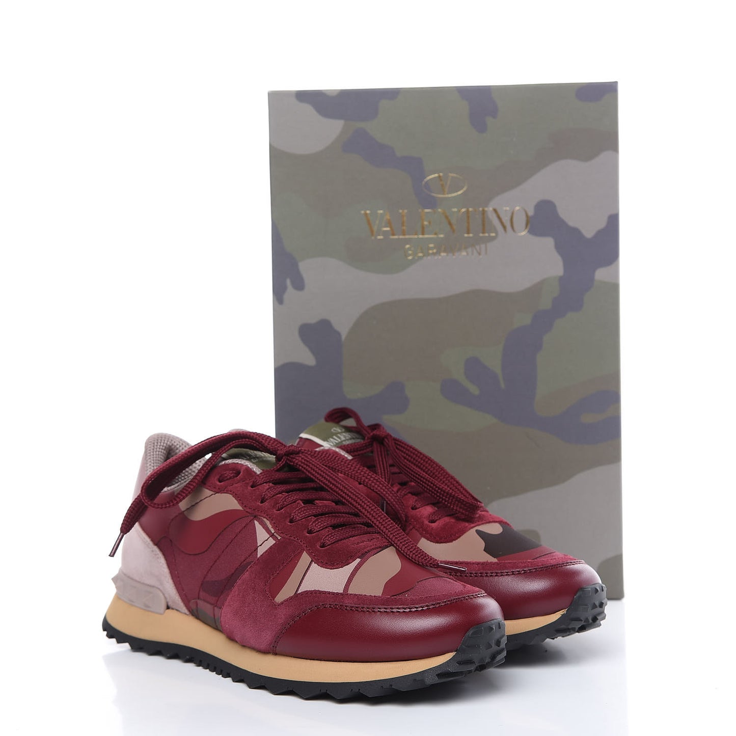 Nappa Fabric Suede Camouflage Womens Rockrunner Sneakers 36.5 Multicolor Rubin