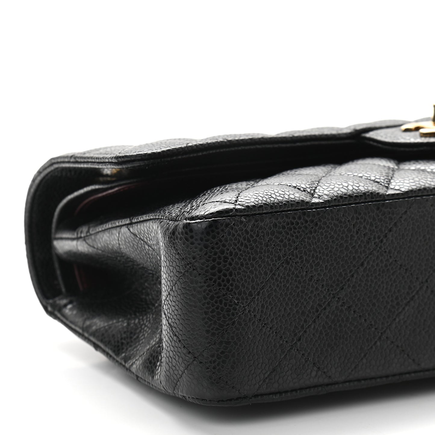 Caviar Quilted Medium Double Flap Black