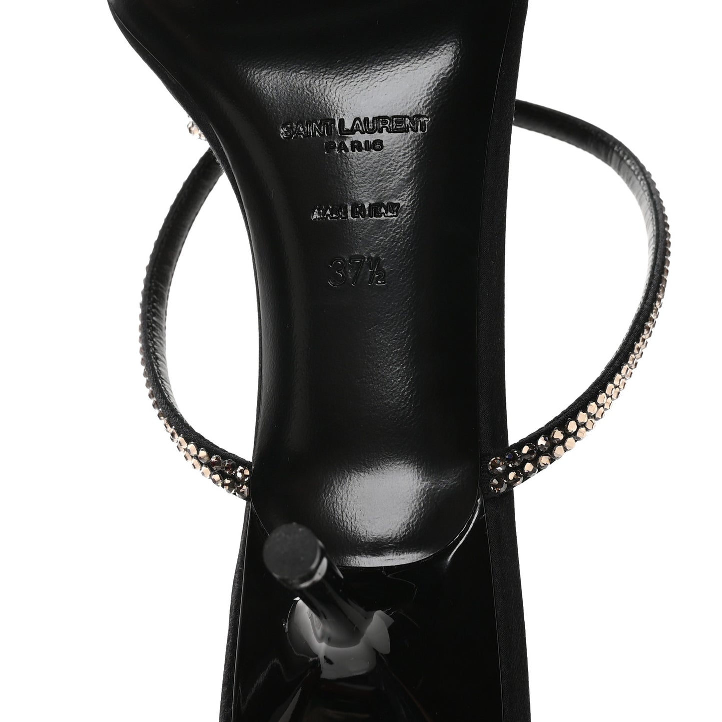 Crepe Satin Strass Baliqua 55 Ankle Strap Sandals 37.5 Black Greige