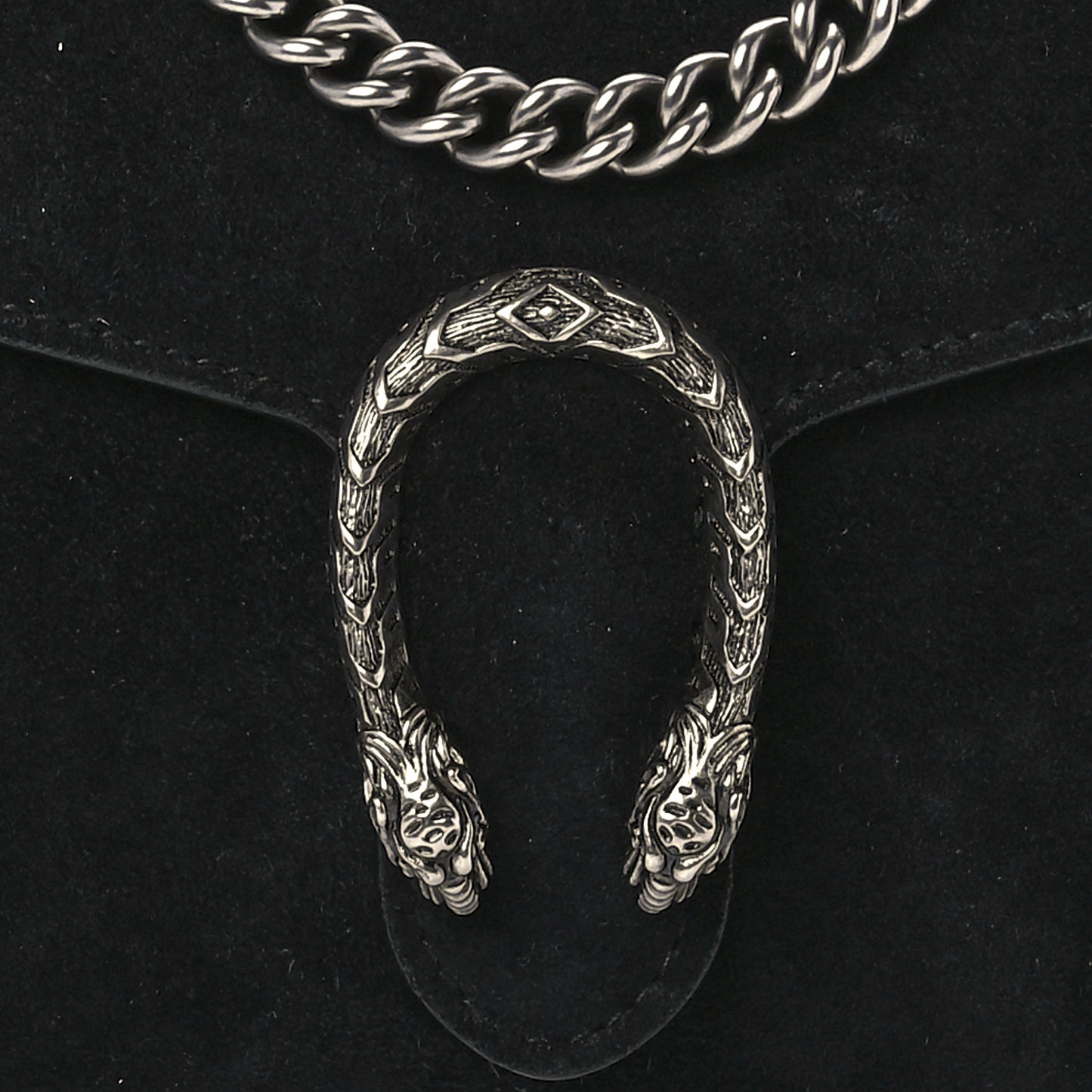 Suede Mini Dionysus Chain Wallet Black