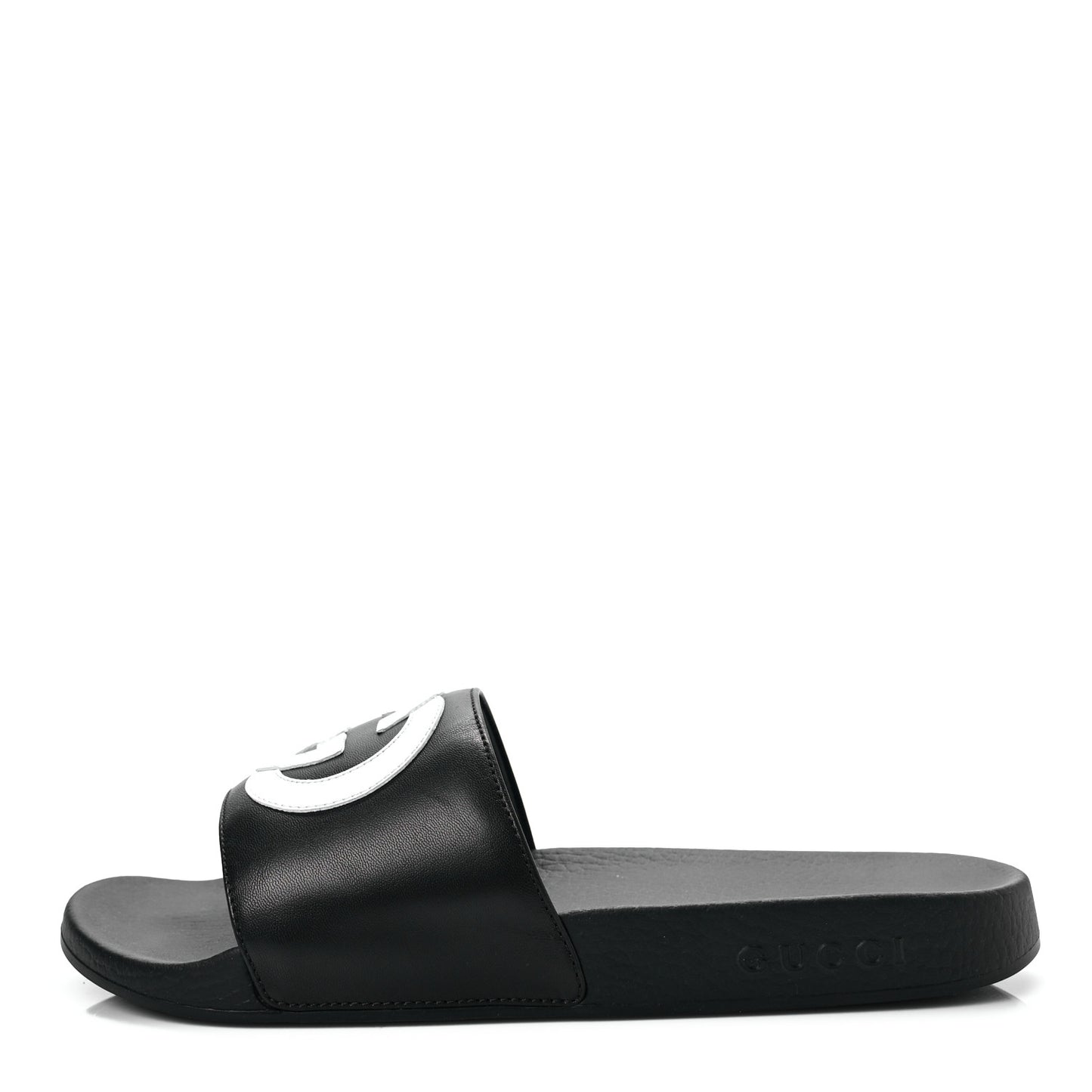 Nappa Miro Soft Calfskin Womens Interlocking G Slide Sandals 41 Black White