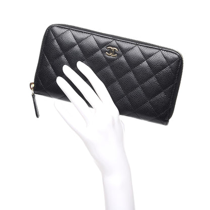Chanel Caviar Quilted Large Gusset Zip Around Wallet Black 2 of 9