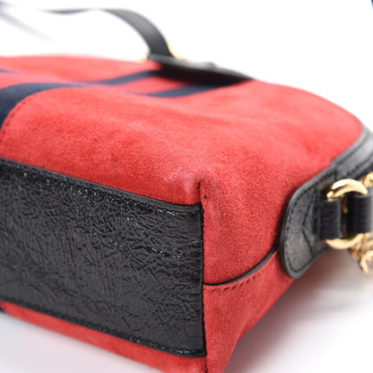 Gucci Suede Patent Web GG Small Ophidia Dome Shoulder Bag Hibiscus Red 10 of 12