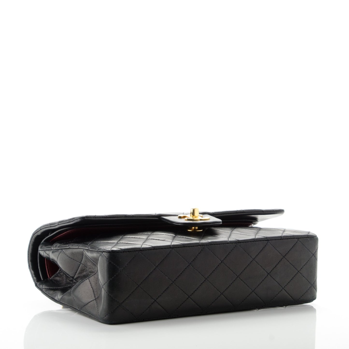 Lambskin Quilted Medium Double Flap Black