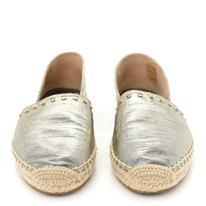 Jimmy Choo Metallic Lame Studded Dreya Espadrilles 36 Silver 2 of 10