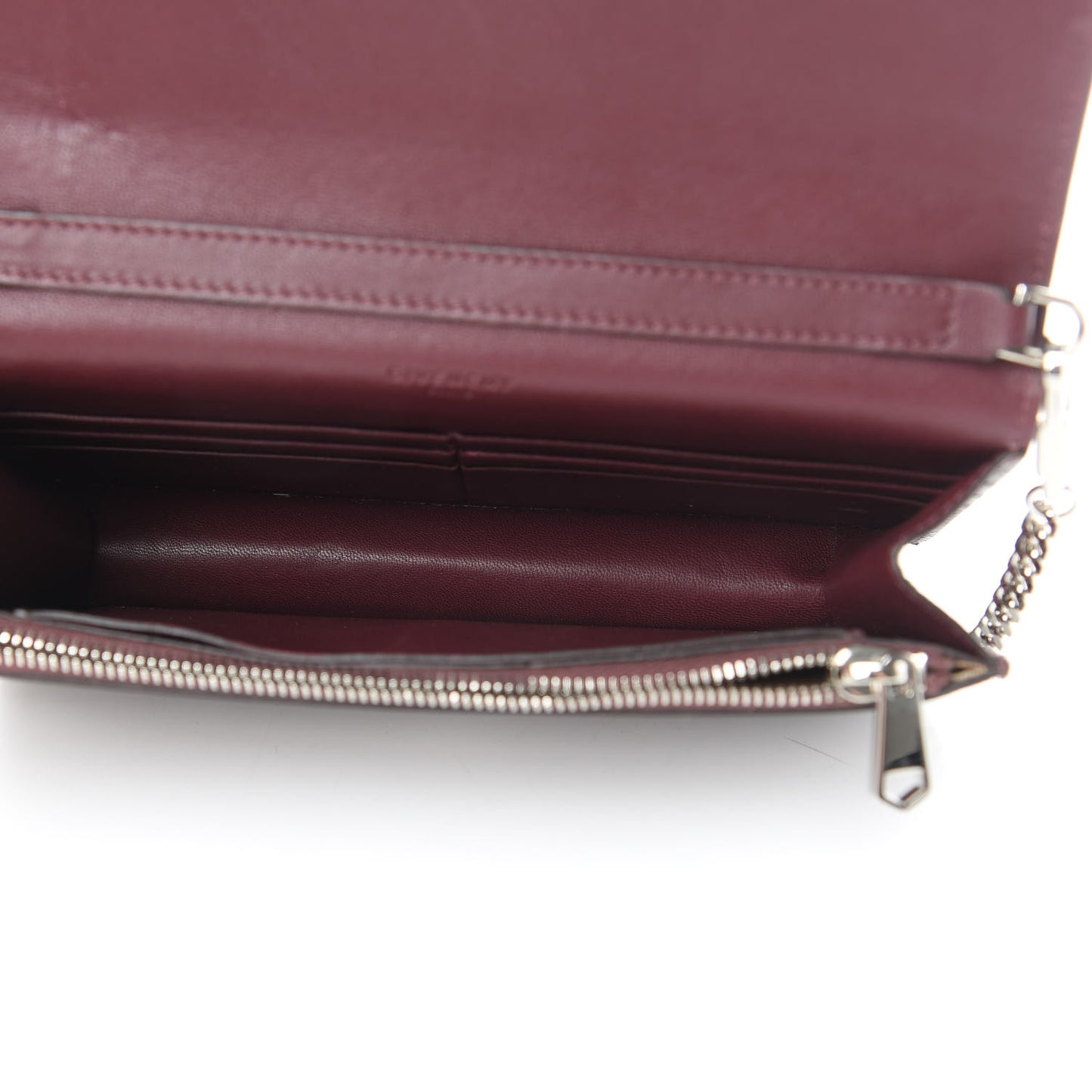 Metallic Sugar Goatskin Pandora Chain Wallet Bordeaux