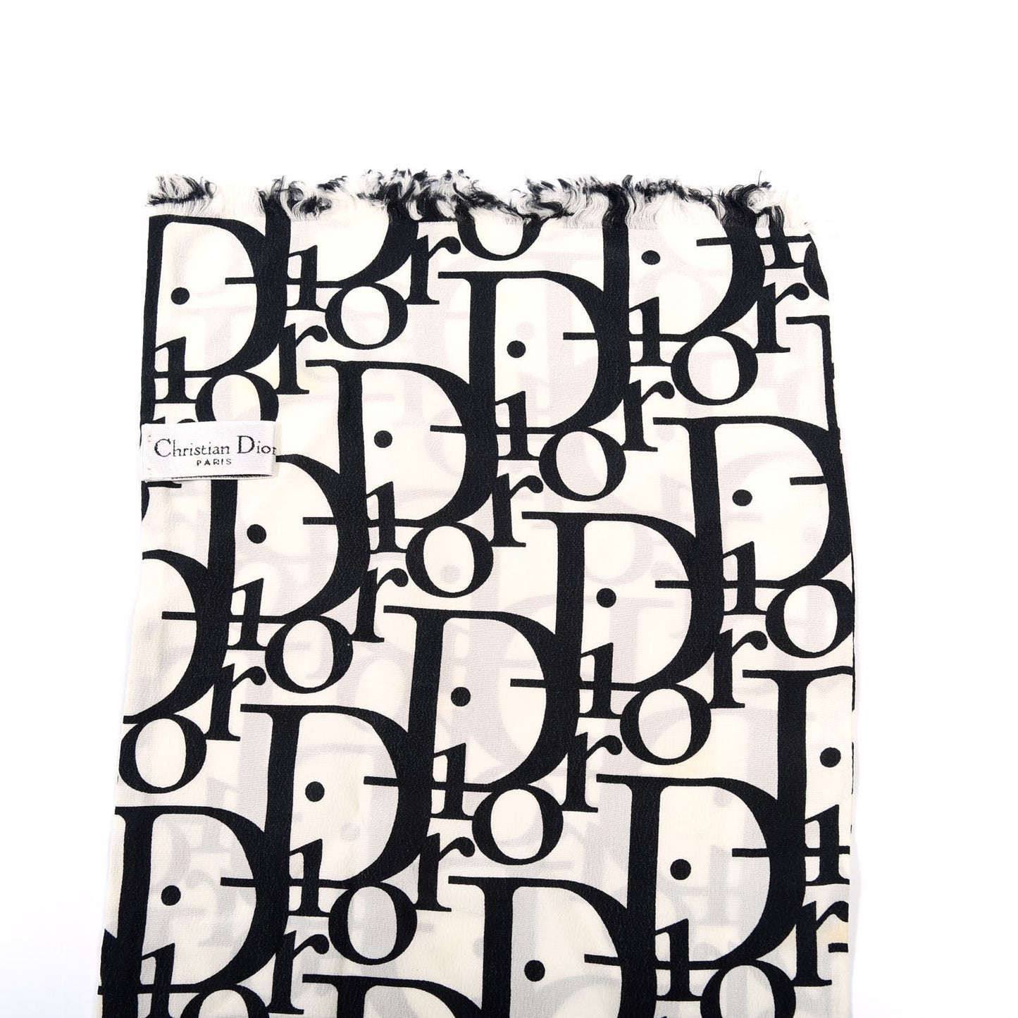 Silk Monogram Scarf Black White