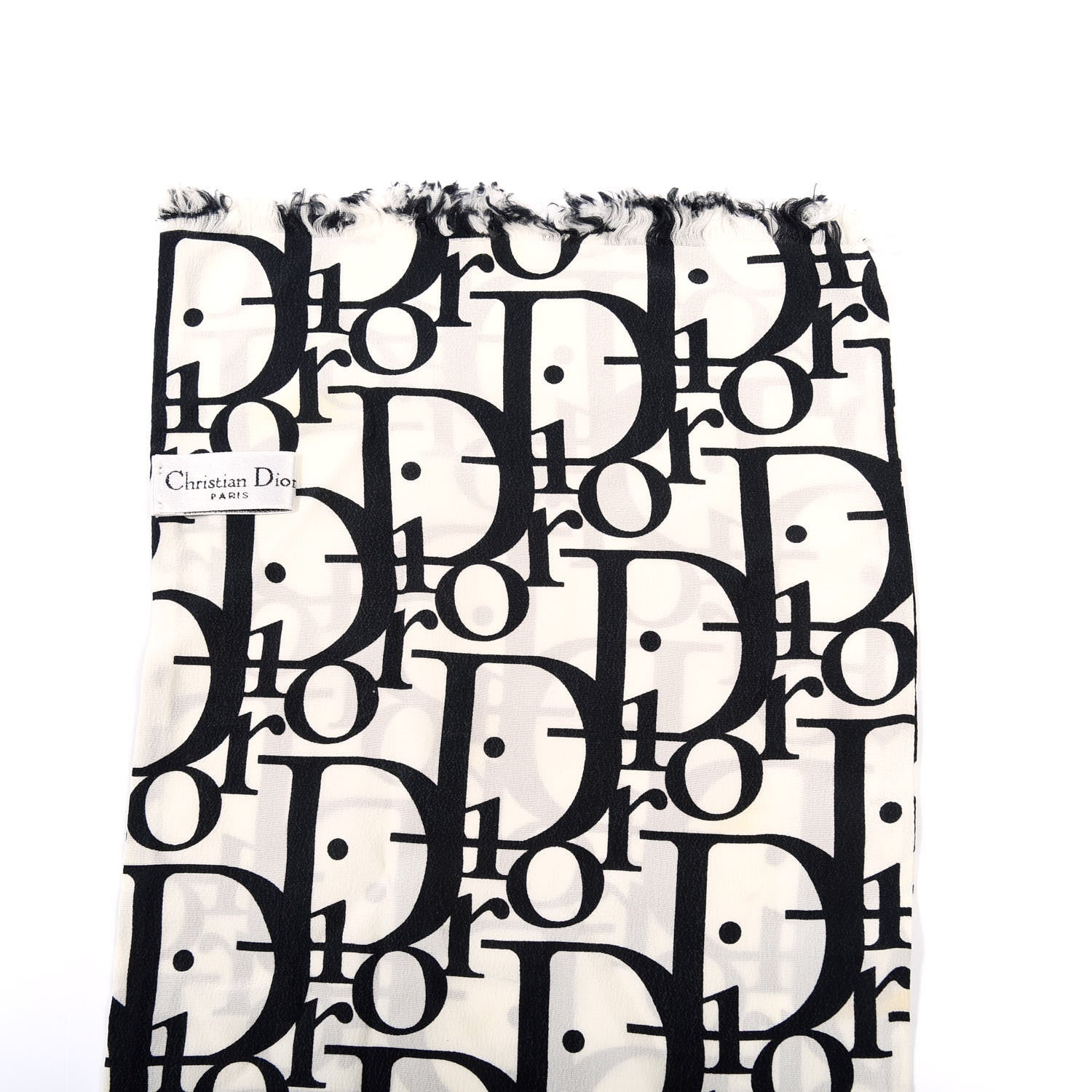 Christian Dior Silk Monogram Scarf Black White 4 of 5