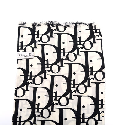 Christian Dior Silk Monogram Scarf Black White 4 of 5
